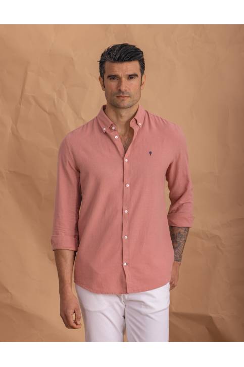 CAMISA ROSA CON LINO